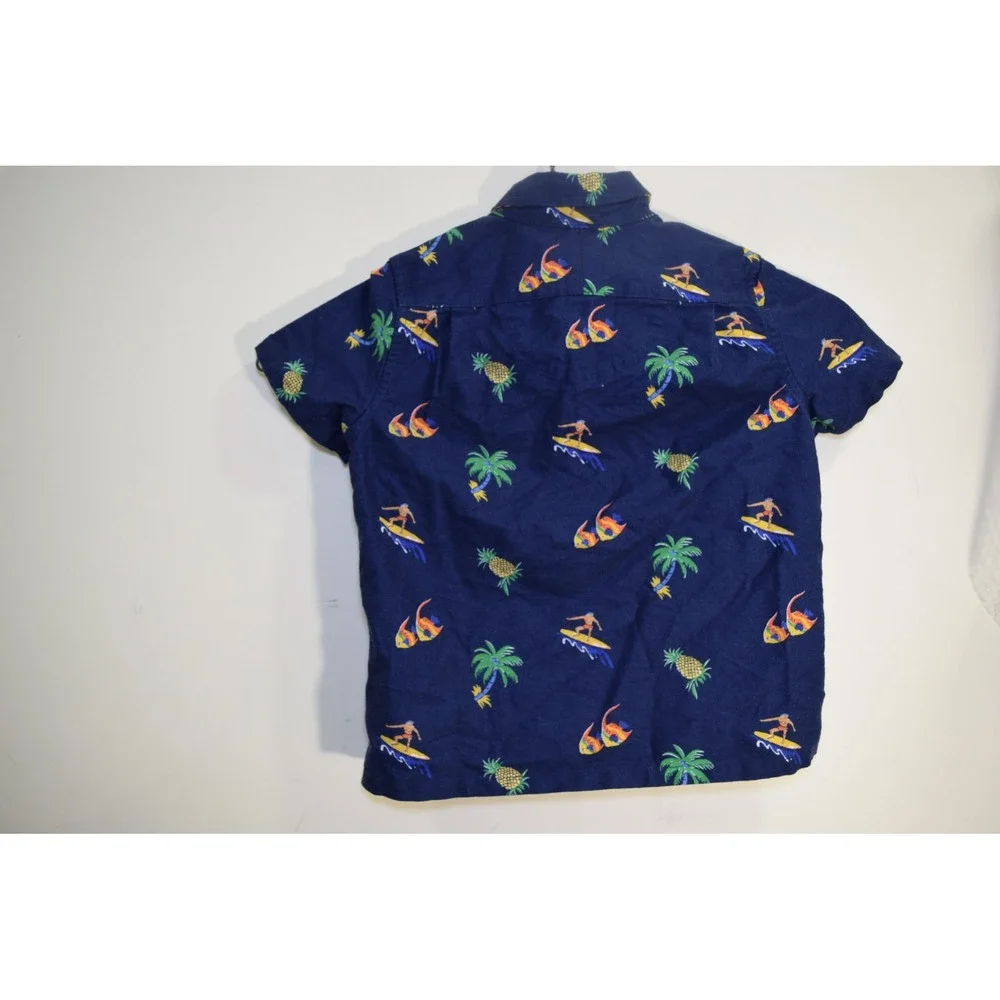 NEW Ralph Lauren Polo Hawaiian Tropical Surfer Pineapple Button Up Shirt BOYS 5T